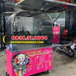 xe trà sữa màu hồng