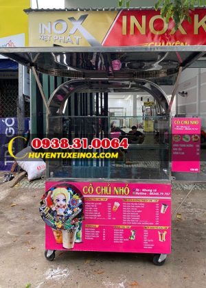 xe trà sữa màu hồng
